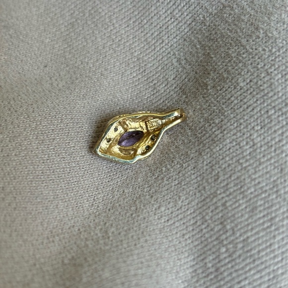 Yellow Gold Amethyst & Cubic Zirconia Pendant 10k - Picture 3 of 4